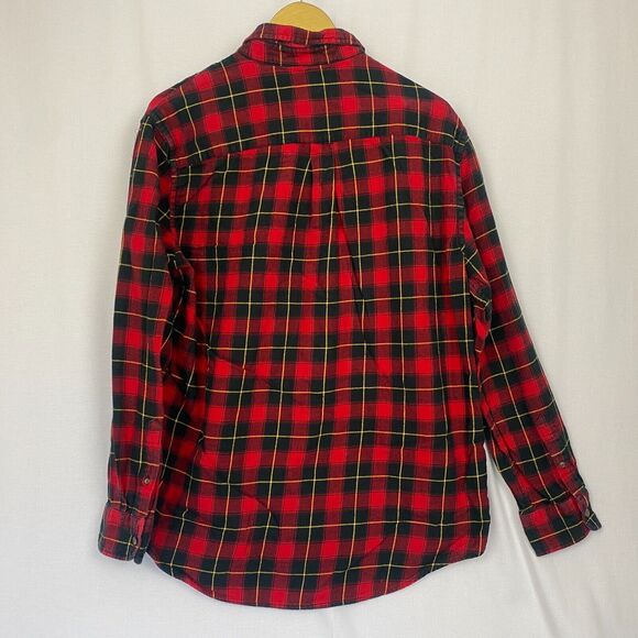 Chaps Performance Flannel Button Up Shirt Mens Large Red Black Plaid Pocket - Picture 4 of 10